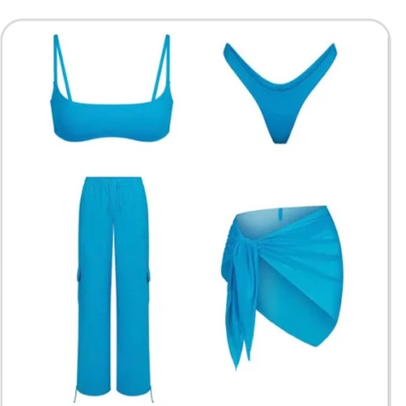 Skims Turquoise Bikini set with Sarong - Picture 2 of 2